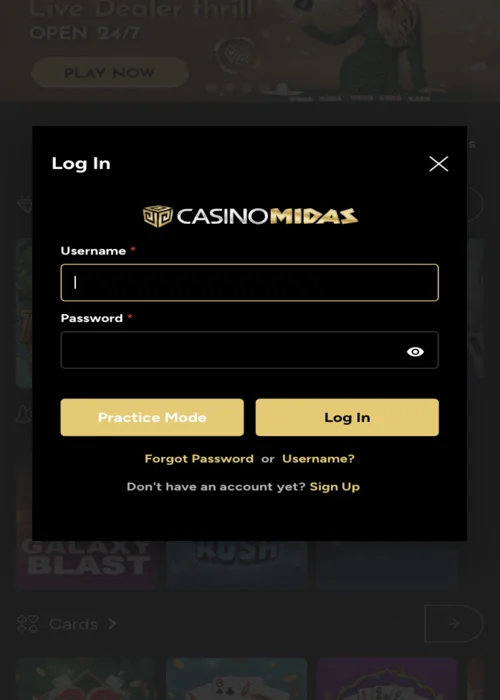 Cuenta Midas Casino